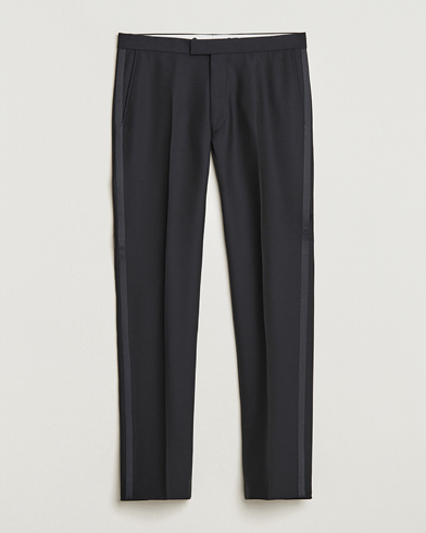 Oscar Jacobson Denz Straight Wool Tuxedo Trousers Black – Svart