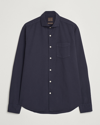 Herre | Oscar Jacobson | Oscar Jacobson Reg Fit Wide Spread Collar Twill Night Blue