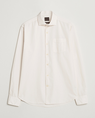 Oscar Jacobson Reg Fit Wide Spread Collar Twill Ecru White – Hvit