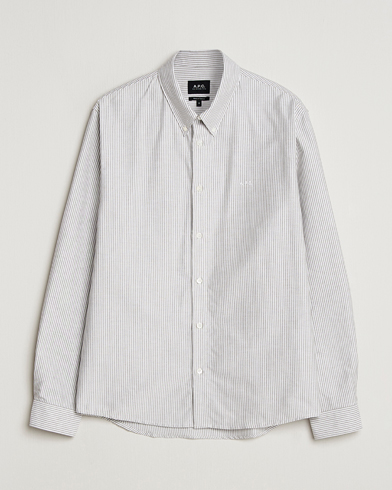 A.P.C. Greg Striped Oxford Shirt Green/White – Grønn
