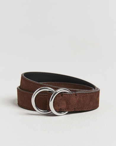 Ralph Lauren Purple Label Ring Belt Dark Brown Suede – Svart