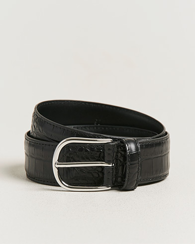 Anderson's Embossed 3,5cm Leather Belt Black – Svart