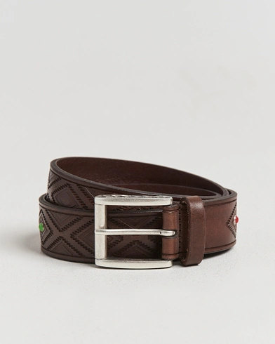 Anderson's Diamond Pattern Western 3,5cm Belt Brown – Brun