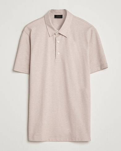 Brioni Short Sleeve Cotton Piquet Polo Beige – Beige