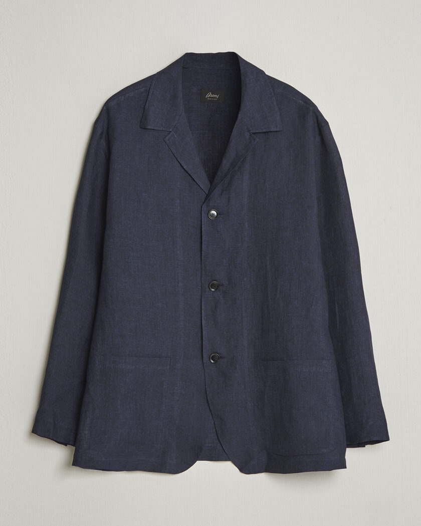 Brioni Linen Shirt Blazer Navy – Blå