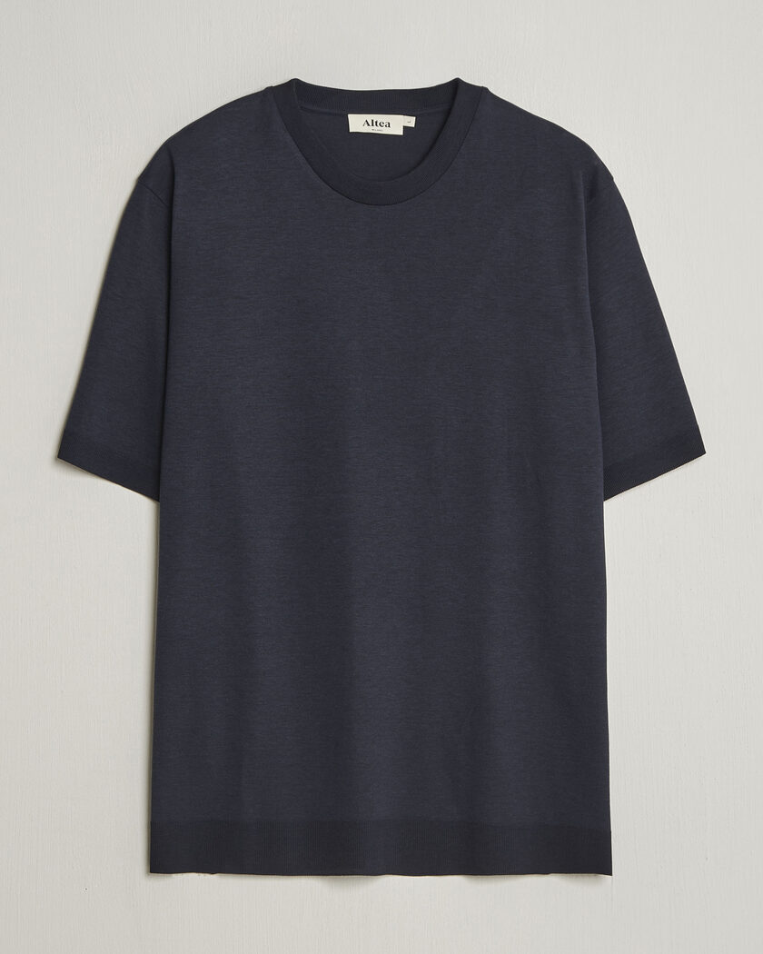 Altea Cotton/Stretch Knitted T-Shirt Navy – Blå