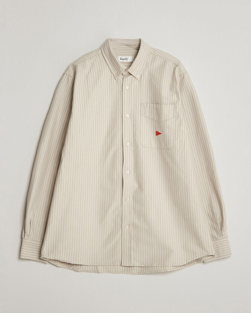 Forét Flag Regular Fit Pocket Oxford Shirt Taupe Stripe – Beige