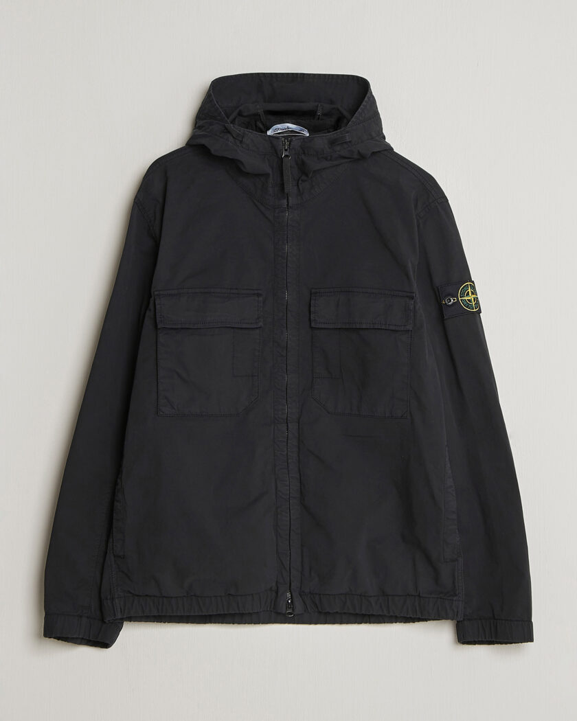 Stone Island Stretch Cotton Twill Hood Jacket Black – Svart