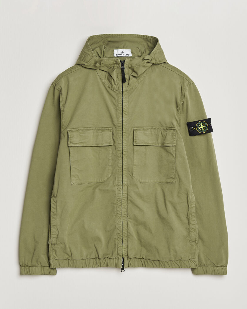 Stone Island Stretch Cotton Twill Hood Jacket Military Green – Grønn