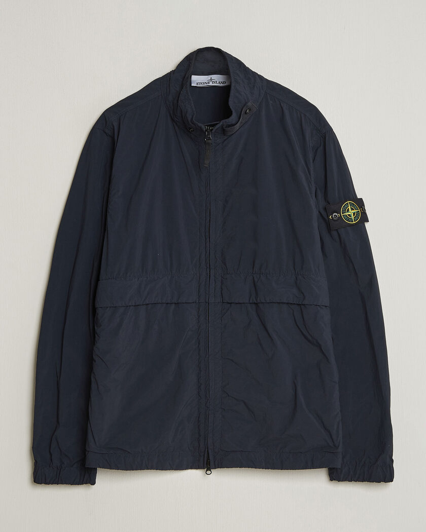 Stone Island Nylon Smerigliato-TC Stand Collar Jacket Navy – Blå