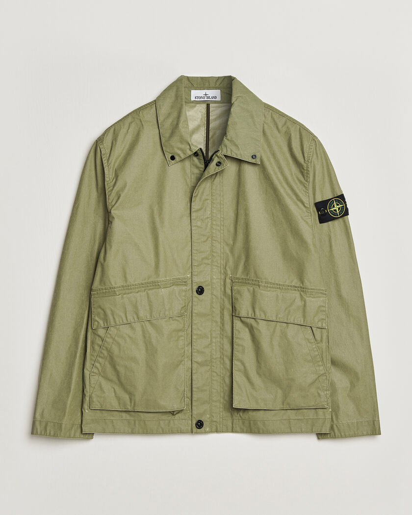 Stone Island Waxed Pigment Cotton Tela Coach Jacket Military Green – Grønn