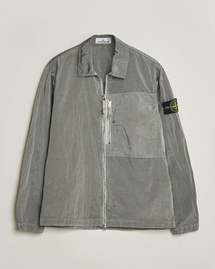 Stone Island Nylon Metal Zip Overshirt Pearl Grey – Grå