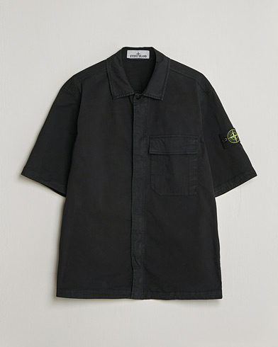 Stone Island Organic Cotton Twill Short Sleeve Shirt Black – Svart