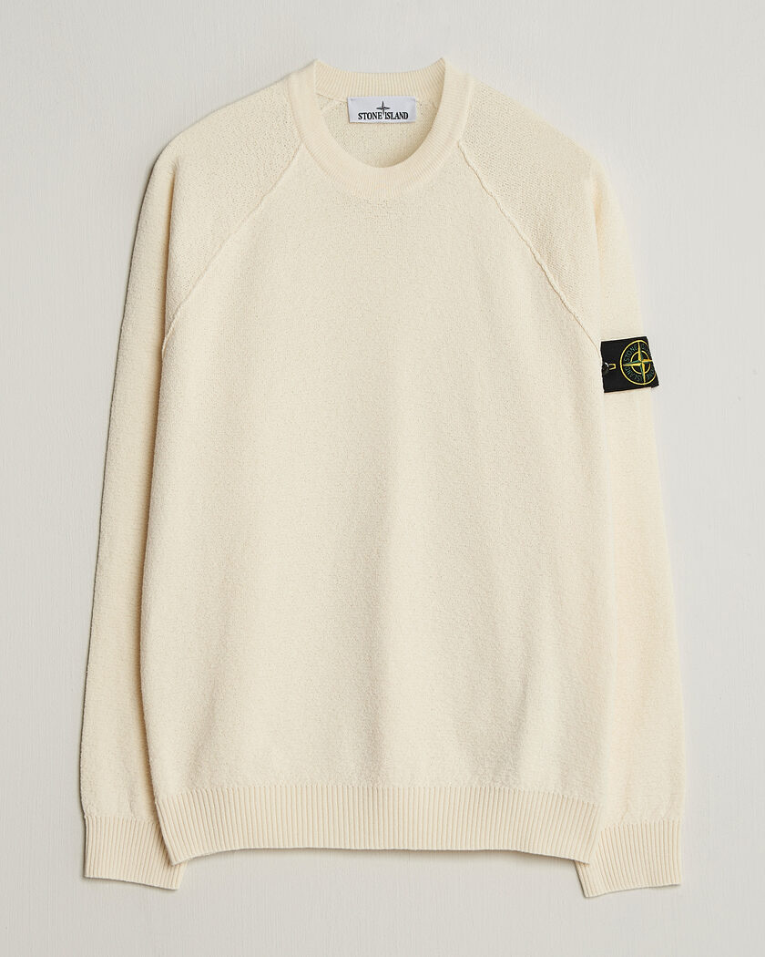 Stone Island Raw Hand Organic Cotton Crewneck Ivory – Hvit
