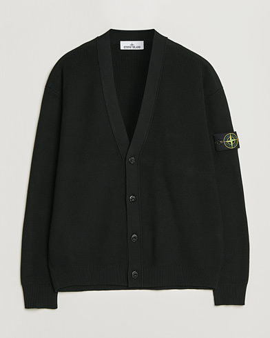 Stone Island Ribbed Soft Organic Cotton Cardigan Black – Svart