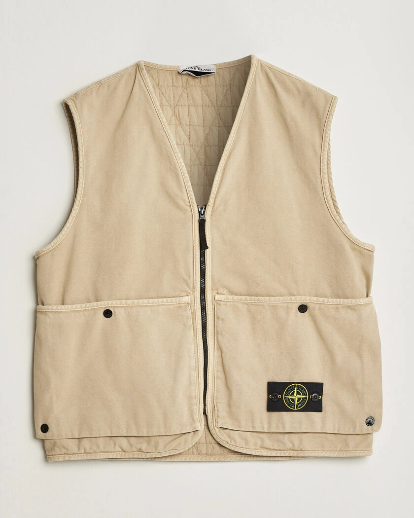 Stone Island Organic Panama Cotton Padded Vest Desert – Beige