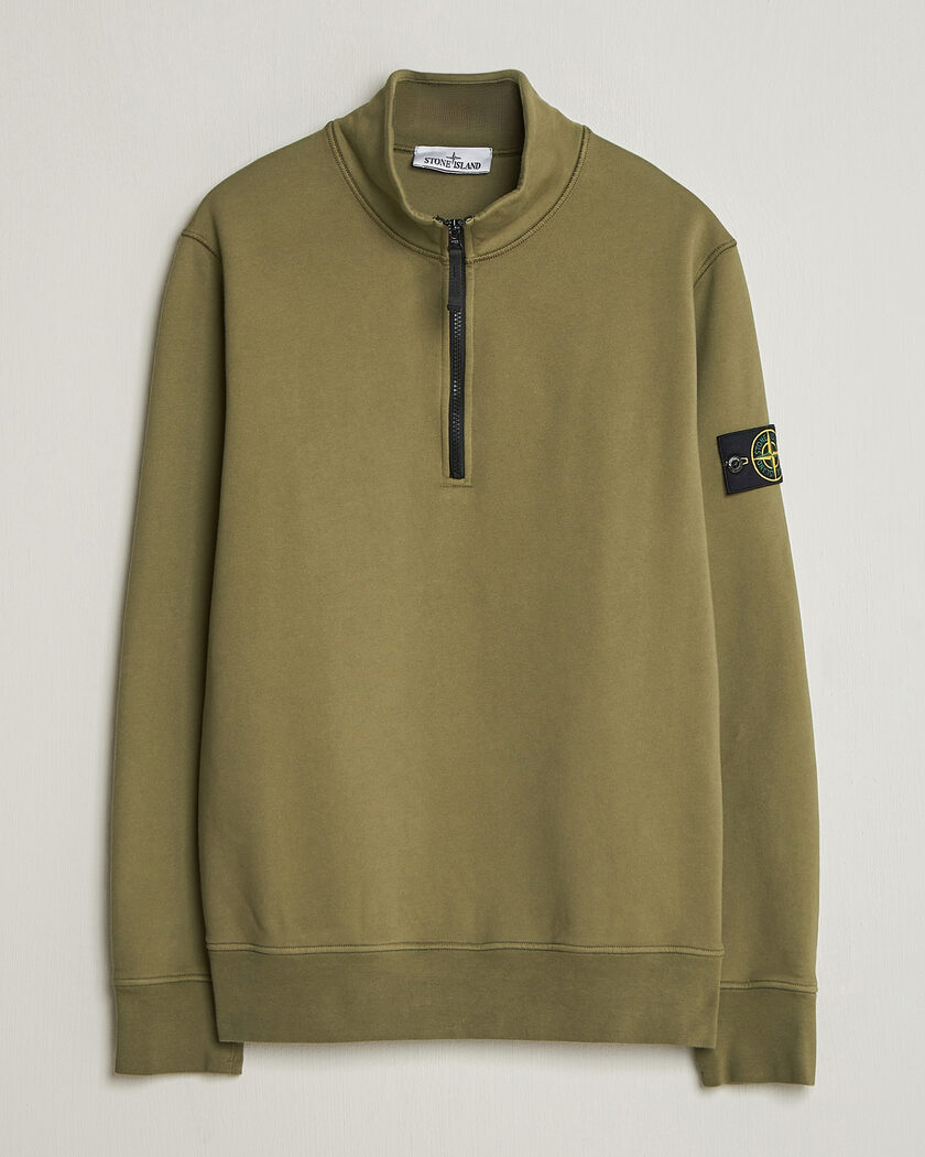Stone Island Garment Dyed Fleece Half Zip Military Green – Grønn