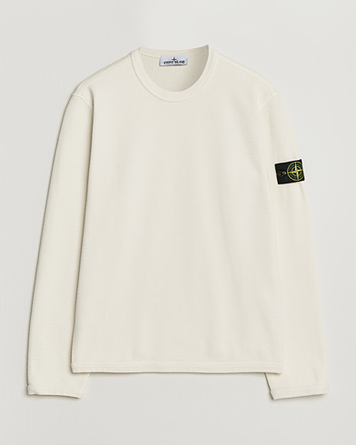 Stone Island Mesh Stitch Organic Cotton Fleece Crewneck Ivory – Hvit