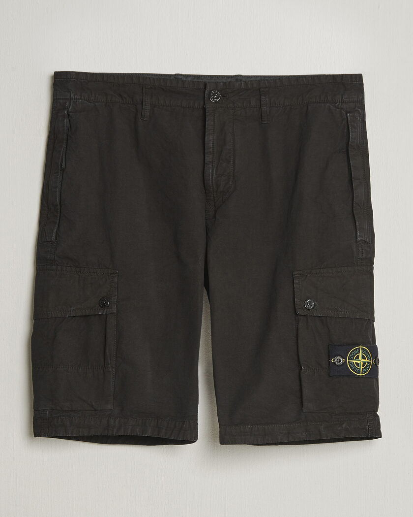 Stone Island Brushed Cotton Canvas Cargo Shorts Black – Svart