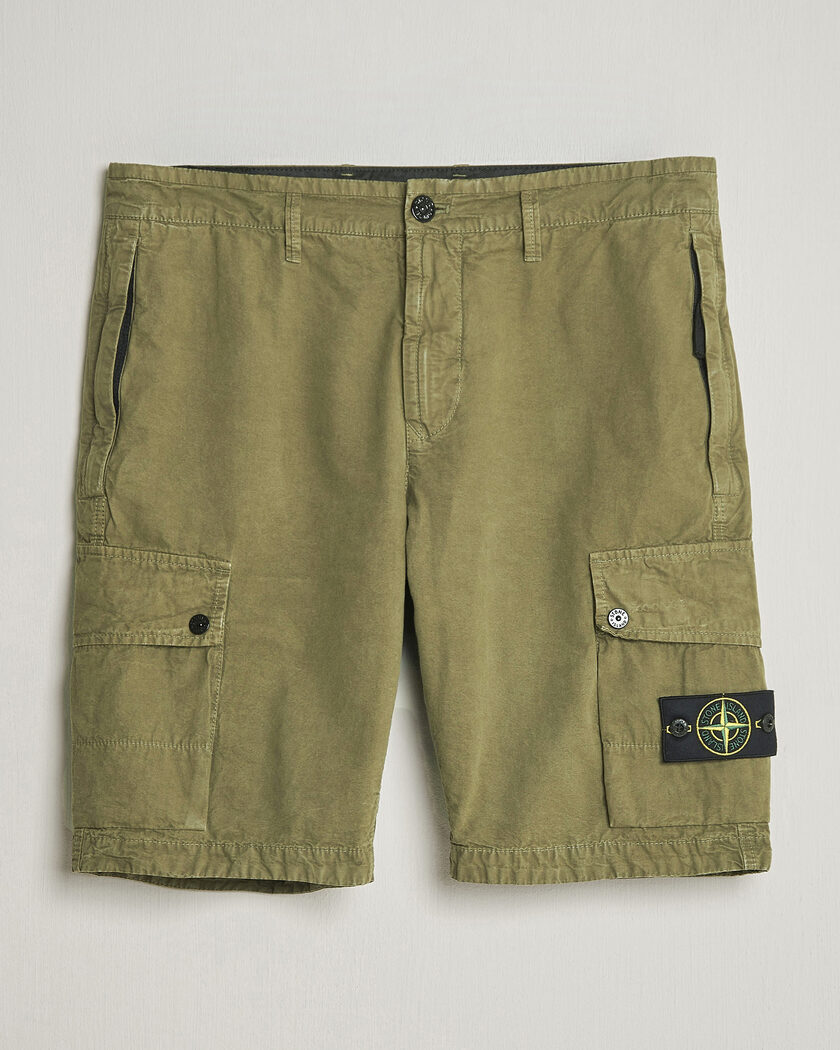 Stone Island Brushed Cotton Canvas Cargo Shorts Military Green – Grønn