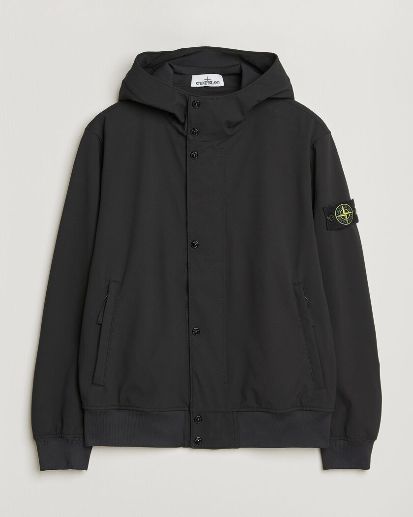 Stone Island Soft Shell Hooded Jacket Black – Svart