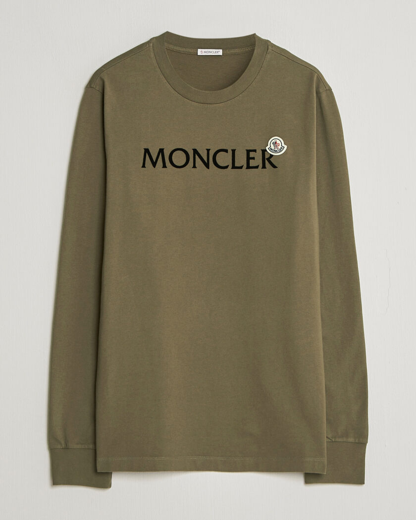 Moncler Lettering Logo Long Sleeve T-Shirt Desert – Grønn