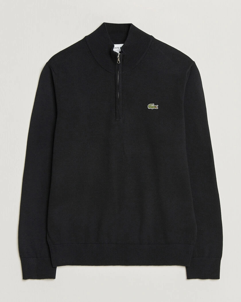 Lacoste Cotton Knitted Half Zip Black – Svart