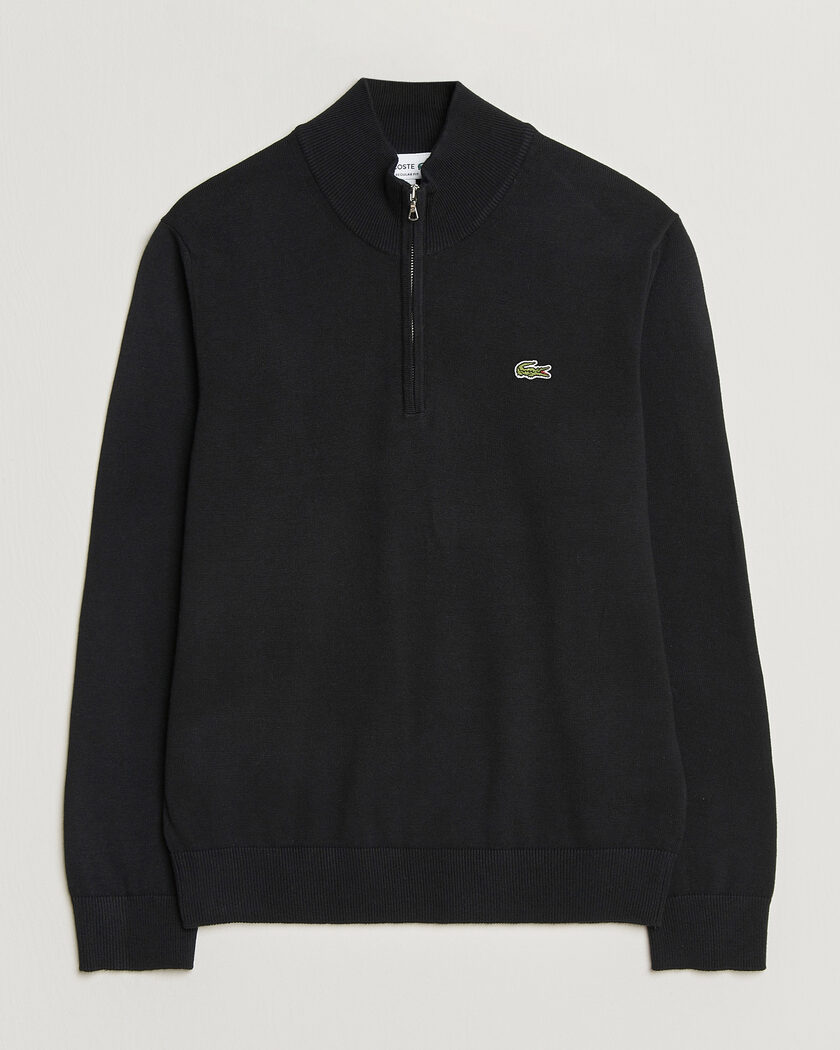 Lacoste Cotton Knitted Half Zip Black – Svart