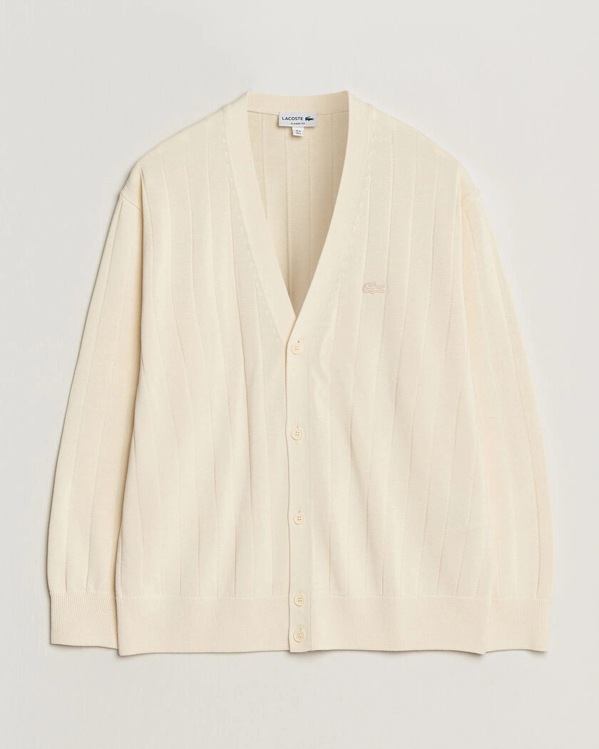 Lacoste Cotton Structured Knitted Cardigan Naturel Clair – Beige