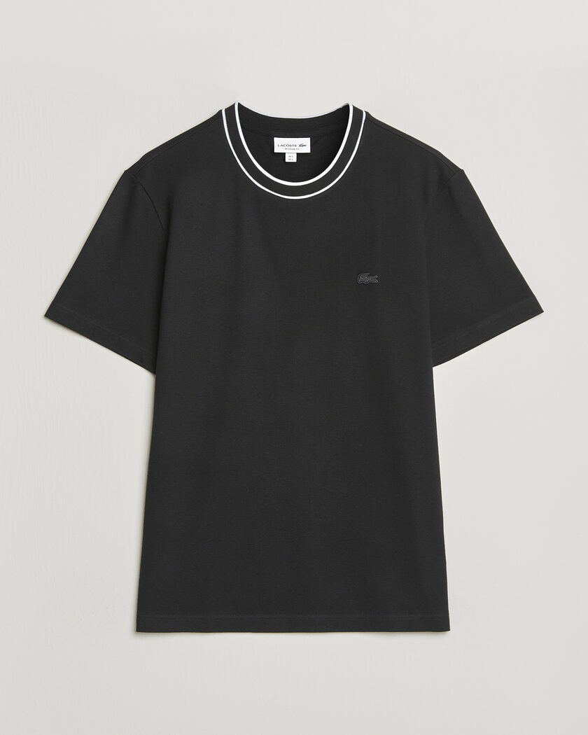 Lacoste Contrast Rib Piqué T-Shirt Black – Svart