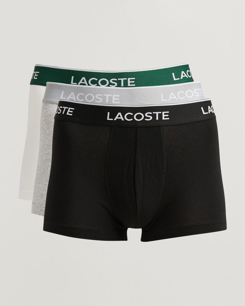 Lacoste 3-Pack Stretch Cotton Trunks Black/White/Grey – Flerfarget