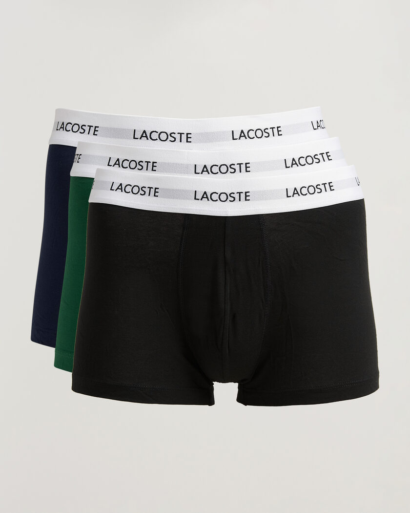 Lacoste 3-Pack Stretch Cotton Trunks Black/Green/Blue – Flerfarget