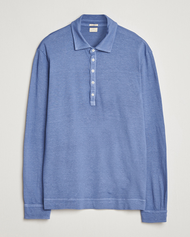 Massimo Alba Raya Cotton/Linen Long Sleeve Polo Tulip – Blå