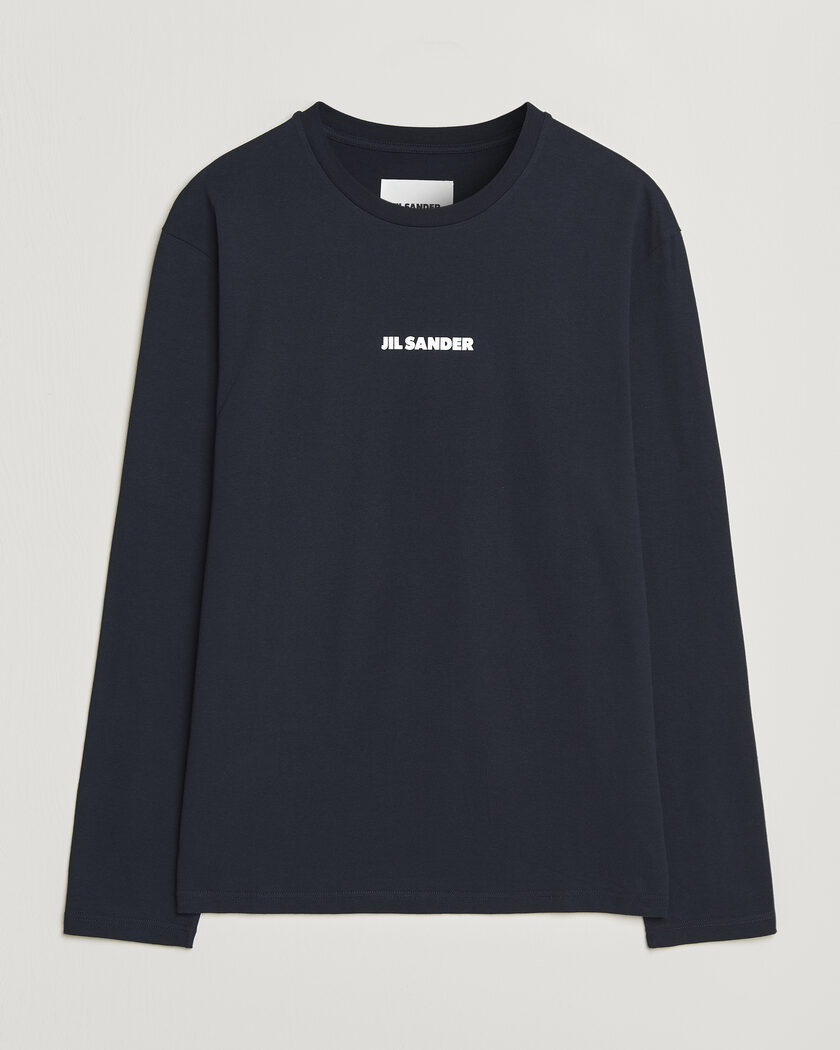 Jil Sander Long Sleeve Logo T-Shirt Navy – Blå
