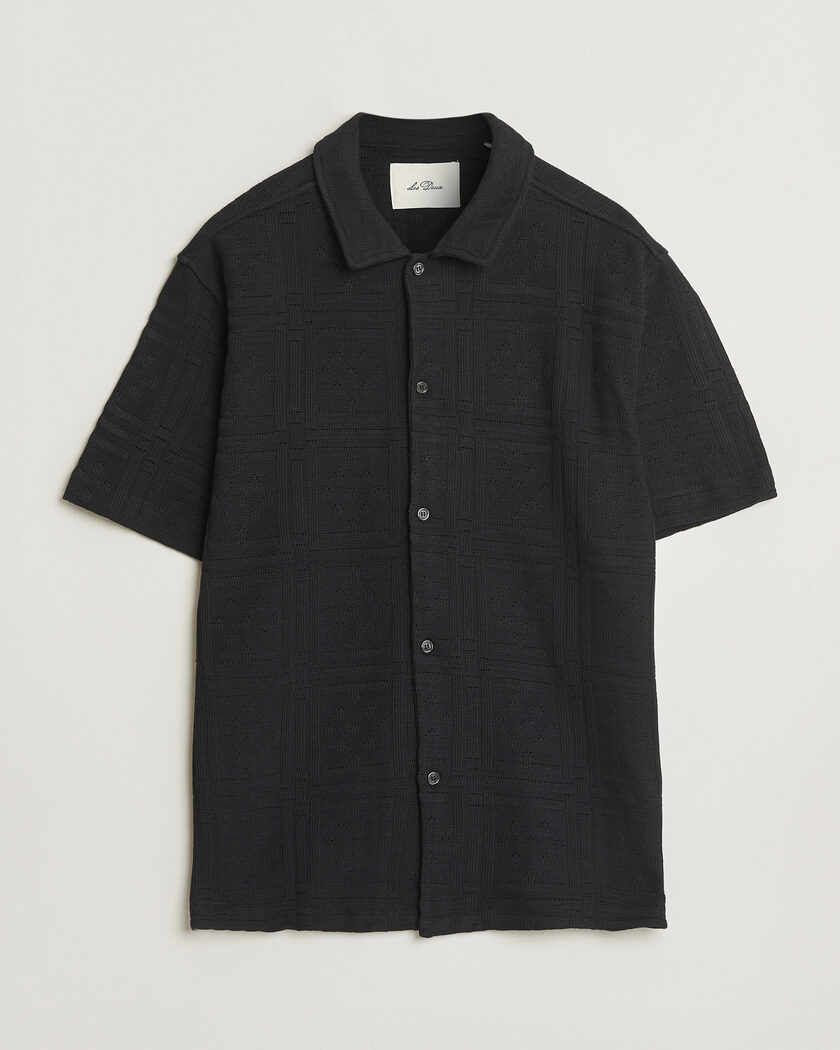 LES DEUX Hector Pointelle Short Sleeve Shirt Black – Svart