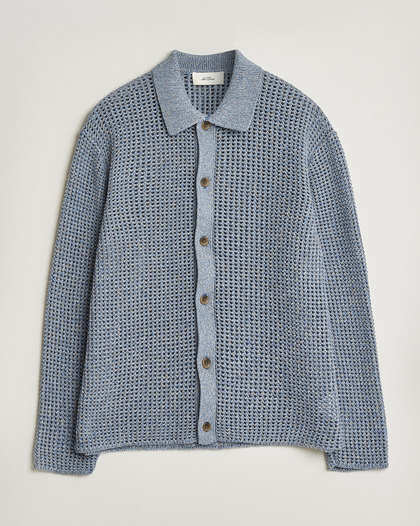 LES DEUX Gerald Knitted Shirt Dark Denim Blue – Blå
