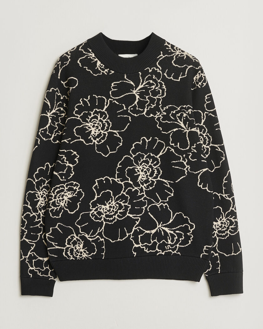 LES DEUX Gaston Poppy Jaquard Knit Black – Svart
