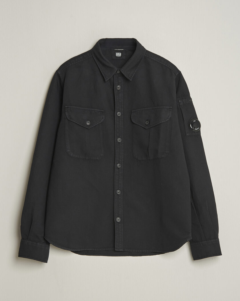 C.P. Company Cotton/Linen Pocket Shirt Black – Svart