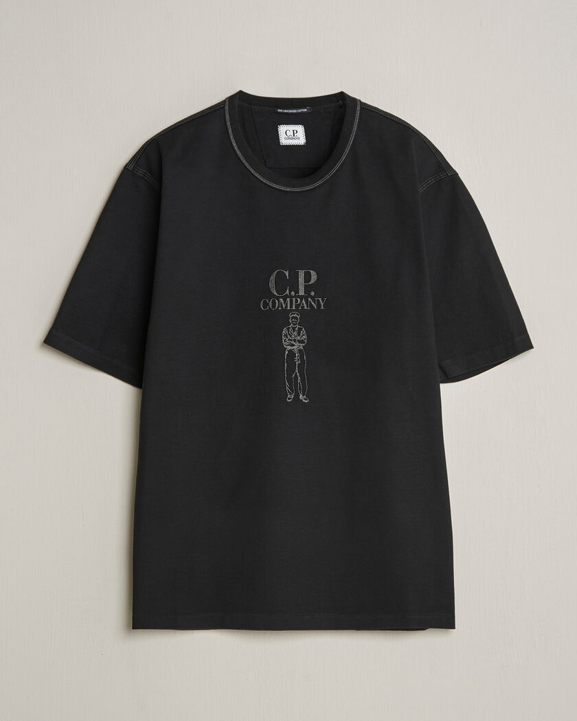 C.P. Company Mercerized Heavy Cotton Chest Logo T-Shirt Black – Svart