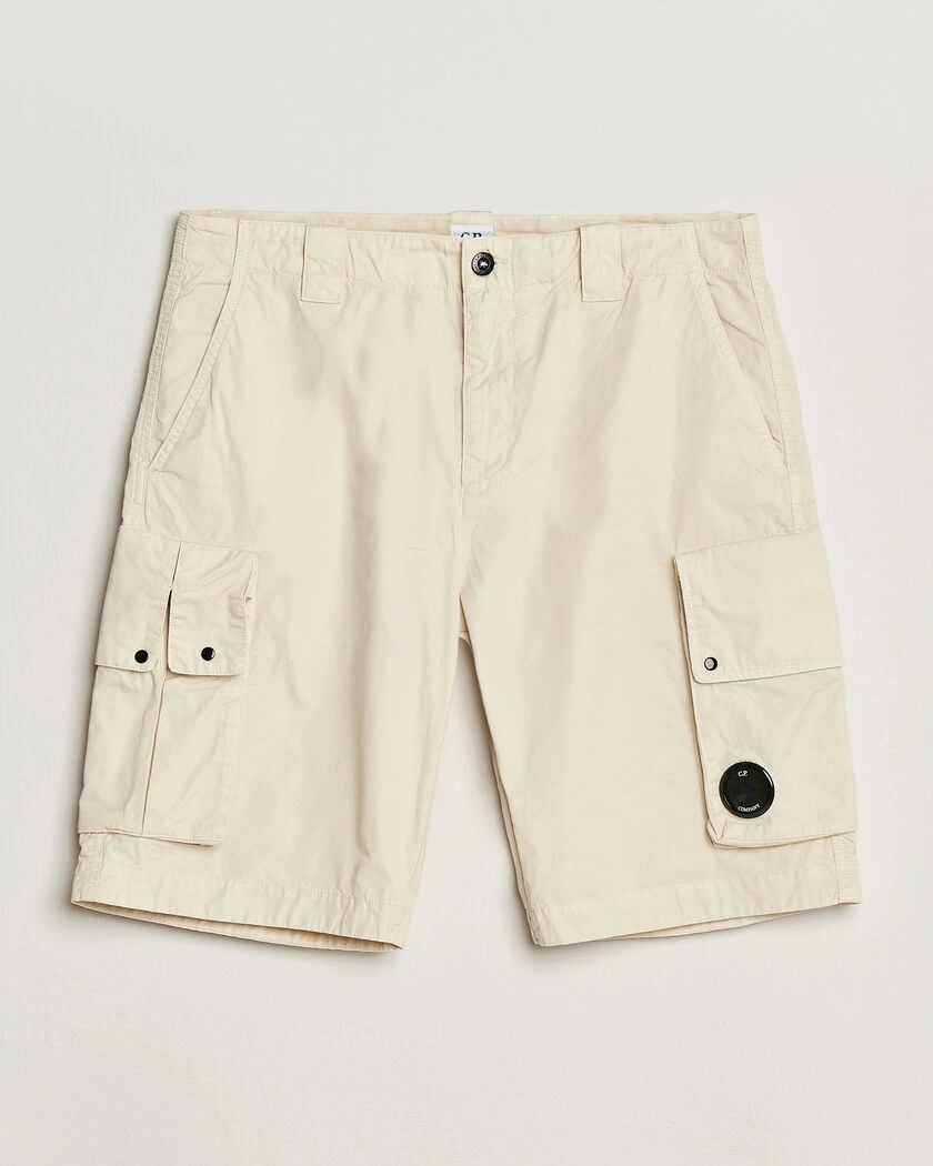 C.P. Company Cotton Gabardine Cargo Shorts Cream – Beige