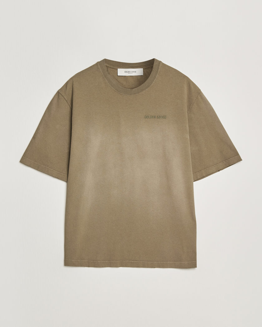 Golden Goose Journey Dyed Cotton T-Shirt Washed Beige – Grønn