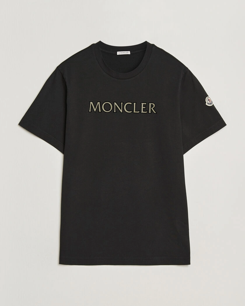 Moncler Flock Print Logo T-Shirt Black – Svart