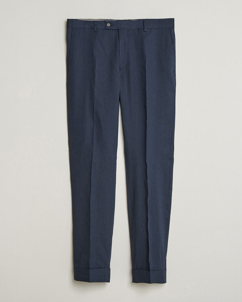 Morris Jack Linen Trousers Navy – Blå