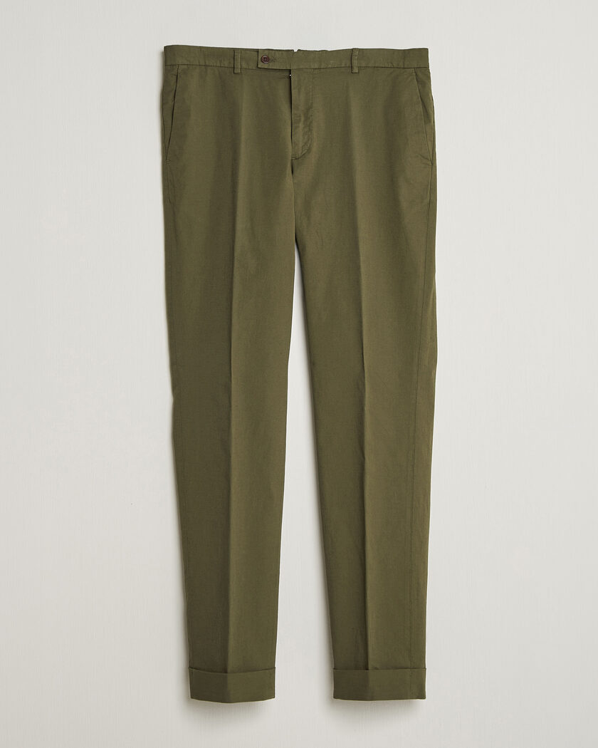 Morris Jack Washed Cotton Trousers Olive – Grønn