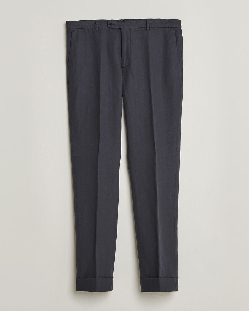 Morris Jack Herringbone Cotton Trousers Blue – Blå