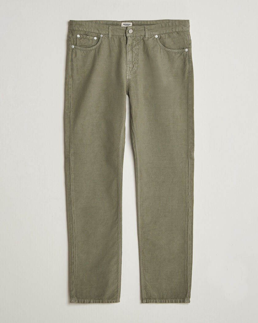 Morris James Washed Linen 5-Pocket Pants Olive – Grønn