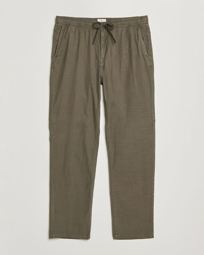 Morris Fenix Linen Trousers Olive – Grønn