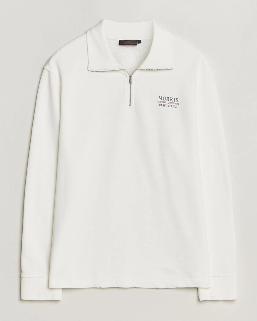Morris Northcott Slub Half-Zip White – Hvit