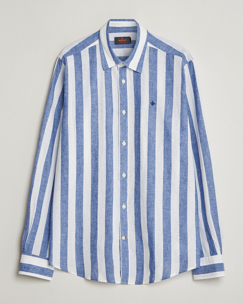 Morris Douglas Linen Striped Shirt Blue/White – Flerfarget