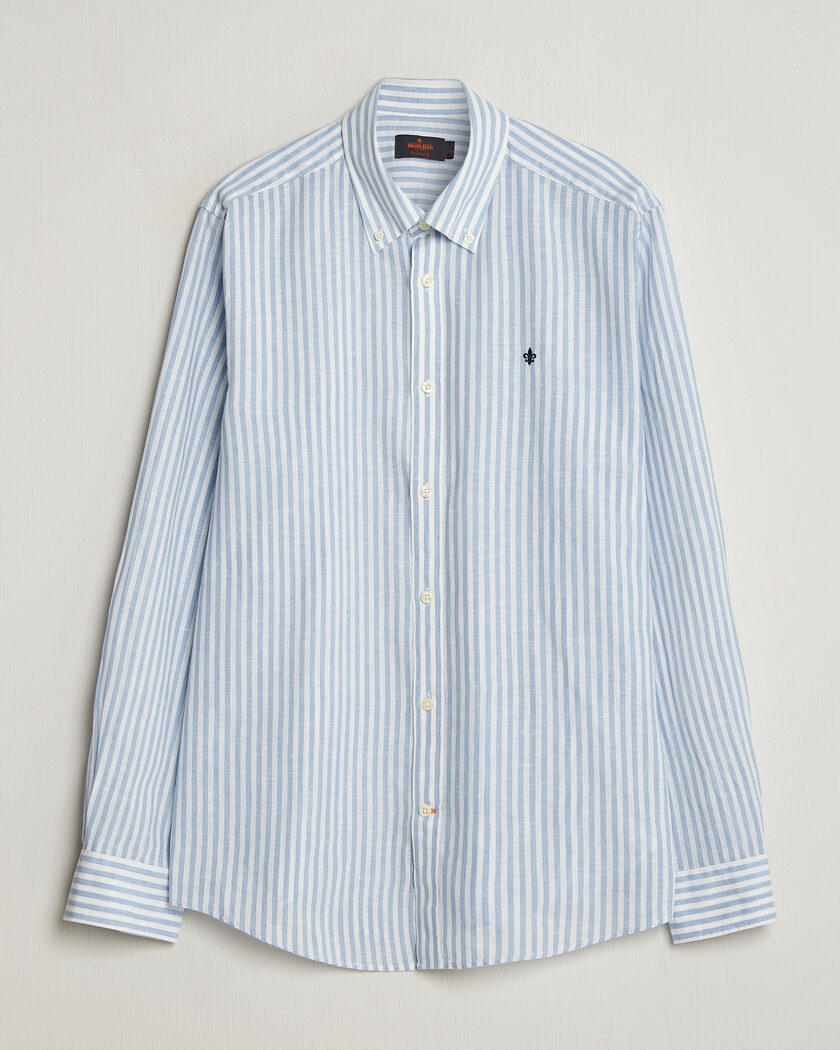 Morris Douglas Striped Linen Shirt Blue/White – Flerfarget